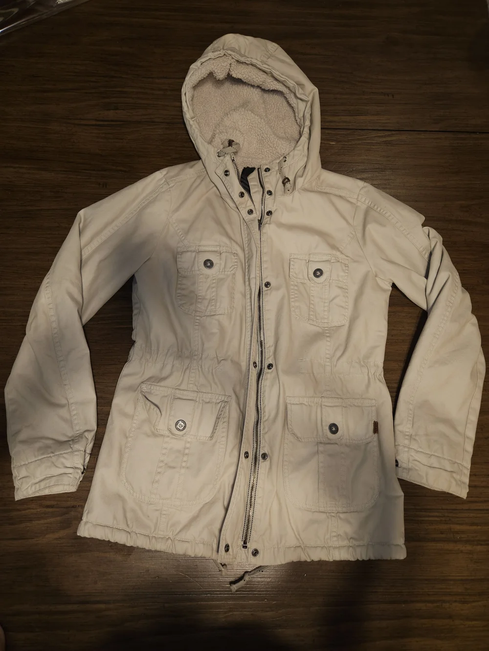 Vans Women's Cream Hooded Pea Coat